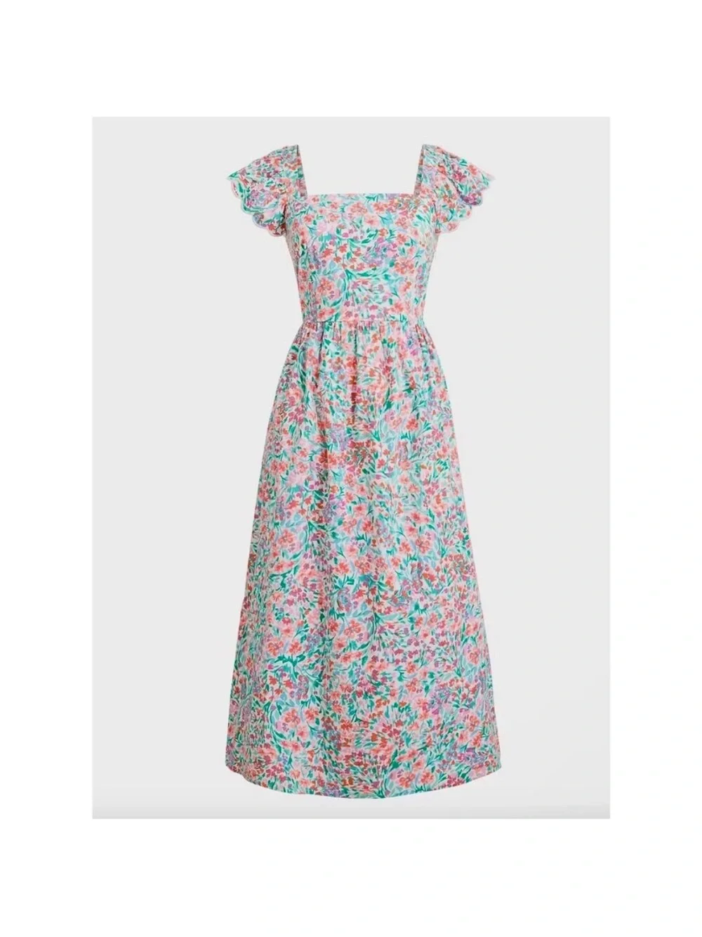 J.Crew midi floral dress with ruffle sleeves cottagecore